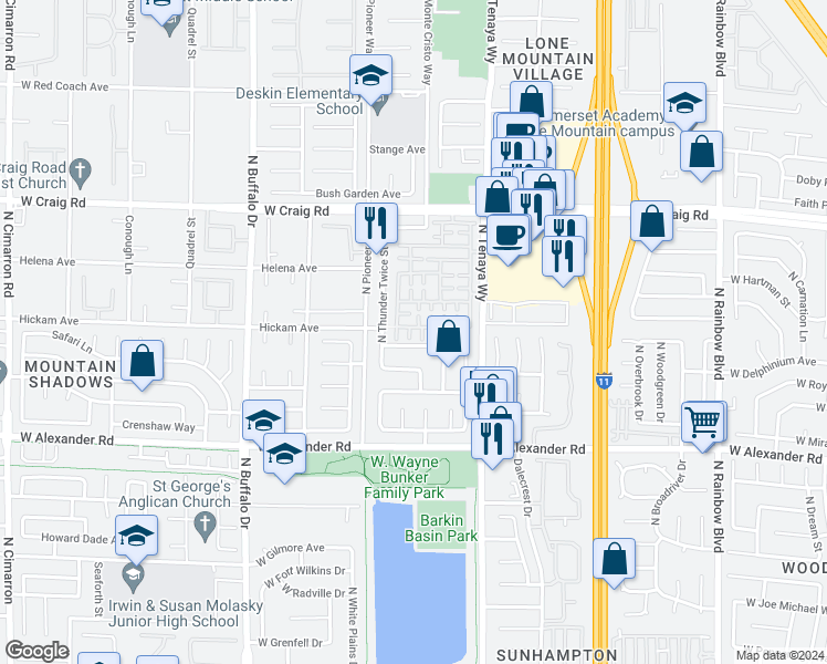 map of restaurants, bars, coffee shops, grocery stores, and more near 4140 Brassy Boots Court in Las Vegas