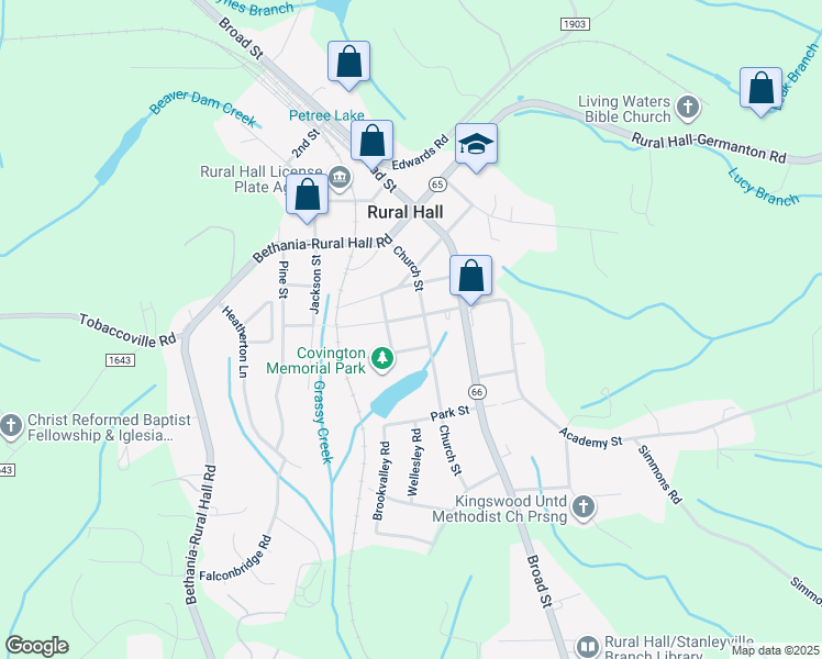 map of restaurants, bars, coffee shops, grocery stores, and more near 170 Summit Street in Rural Hall