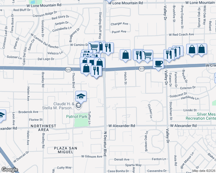 map of restaurants, bars, coffee shops, grocery stores, and more near 4308 North Decatur Boulevard in Las Vegas