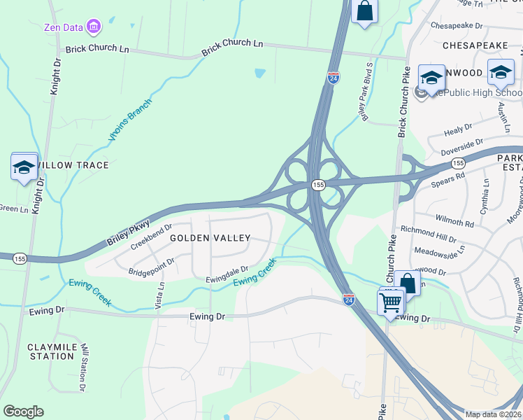 map of restaurants, bars, coffee shops, grocery stores, and more near 2148 West Richmond Hill Drive in Nashville