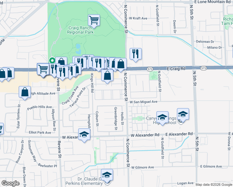 map of restaurants, bars, coffee shops, grocery stores, and more near 4249 North Commerce Street in North Las Vegas
