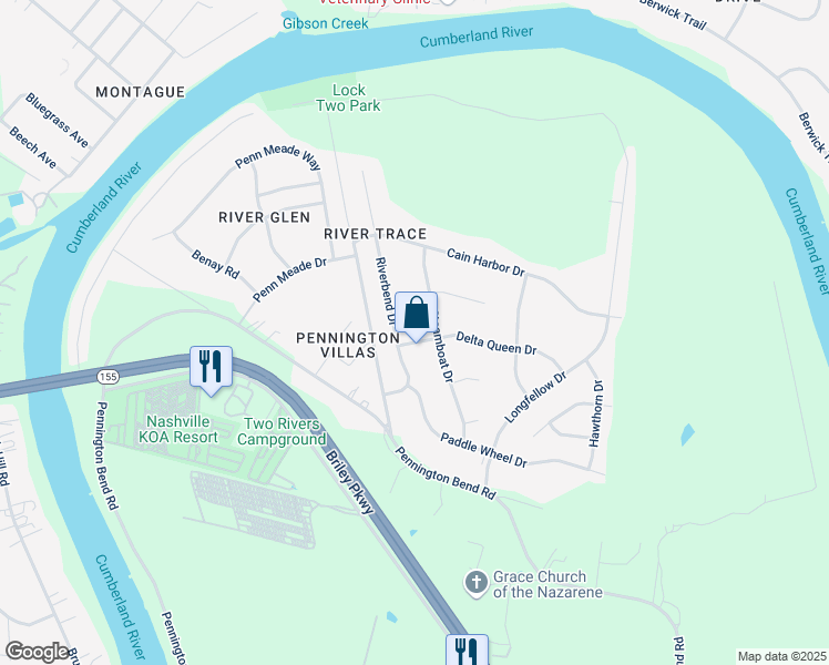 map of restaurants, bars, coffee shops, grocery stores, and more near 2909 Delta Queen Drive in Nashville