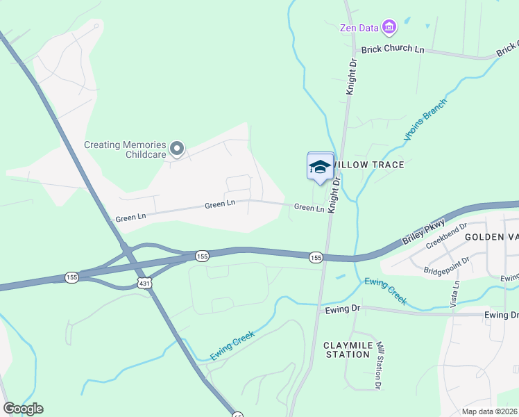 map of restaurants, bars, coffee shops, grocery stores, and more near 451 Green Lane in Nashville
