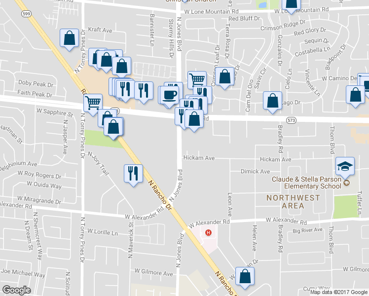 map of restaurants, bars, coffee shops, grocery stores, and more near 4240 Kisha Court in Las Vegas
