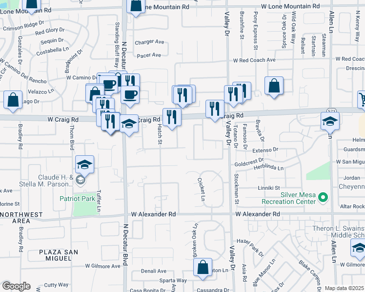 map of restaurants, bars, coffee shops, grocery stores, and more near 4300 San Mateo Street in North Las Vegas