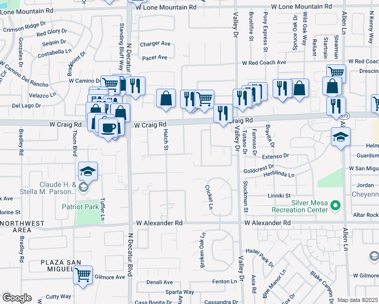 map of restaurants, bars, coffee shops, grocery stores, and more near 4301 San Mateo Street in North Las Vegas