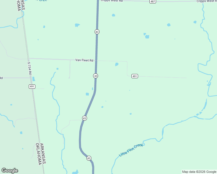 map of restaurants, bars, coffee shops, grocery stores, and more near 13434 Arkansas 43 in Siloam Springs