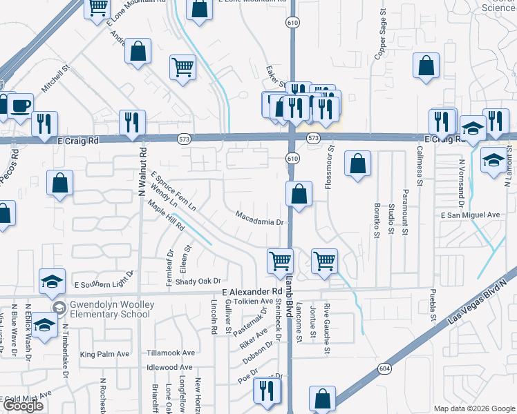 map of restaurants, bars, coffee shops, grocery stores, and more near 4222 Mango Tree Court in Las Vegas