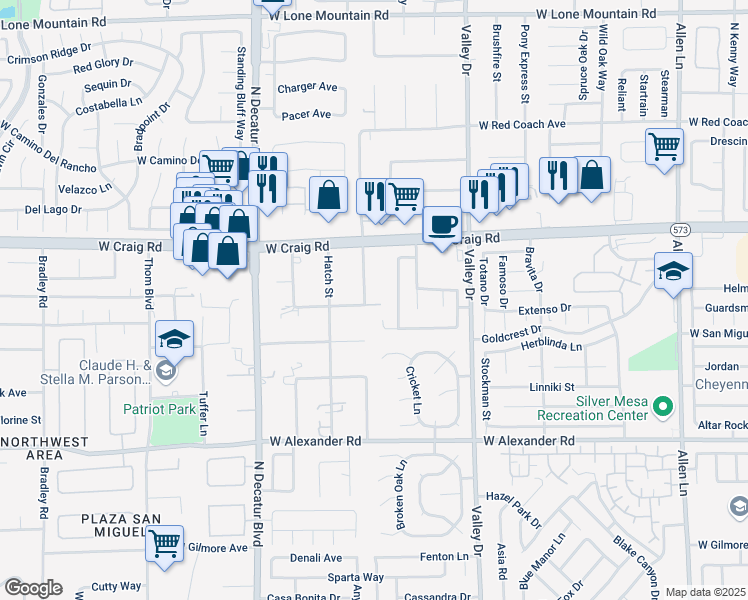 map of restaurants, bars, coffee shops, grocery stores, and more near 4301 San Mateo Street in North Las Vegas