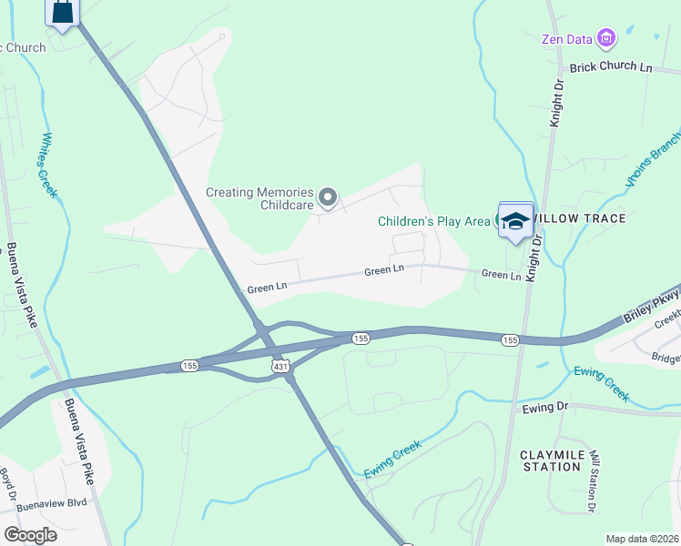 map of restaurants, bars, coffee shops, grocery stores, and more near 548 Green Lane in Nashville