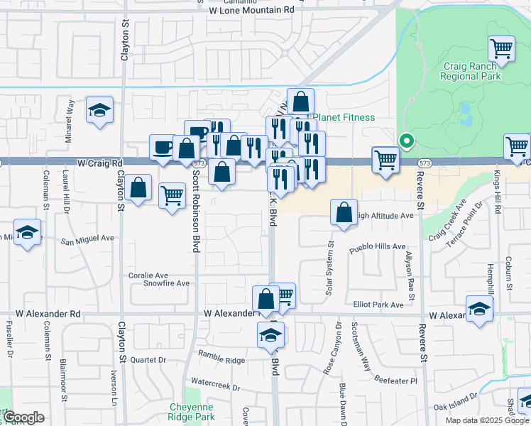 map of restaurants, bars, coffee shops, grocery stores, and more near 4240 Golden Sol Street in North Las Vegas