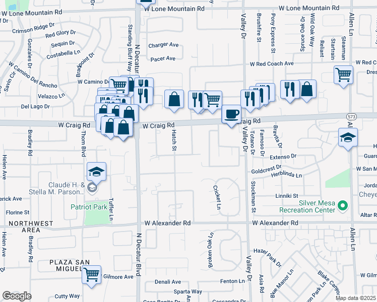 map of restaurants, bars, coffee shops, grocery stores, and more near 4301 San Mateo Street in North Las Vegas