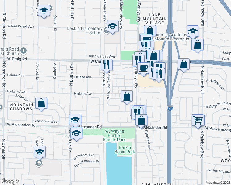 map of restaurants, bars, coffee shops, grocery stores, and more near 4205 Plummer Court in Las Vegas