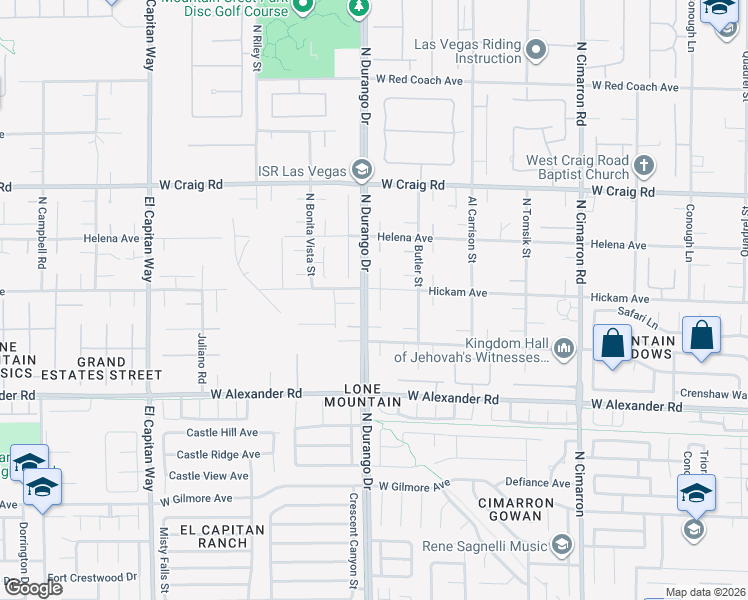 map of restaurants, bars, coffee shops, grocery stores, and more near 4192 North Durango Drive in Las Vegas