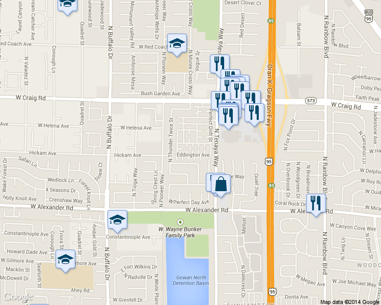 map of restaurants, bars, coffee shops, grocery stores, and more near 4205 Plummer Court in Las Vegas