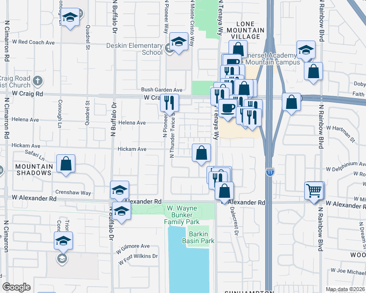 map of restaurants, bars, coffee shops, grocery stores, and more near 4205 Plummer Court in Las Vegas