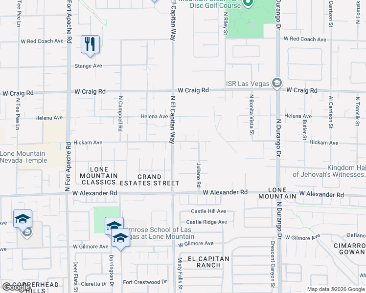 map of restaurants, bars, coffee shops, grocery stores, and more near 4171 North Juliano Road in Las Vegas