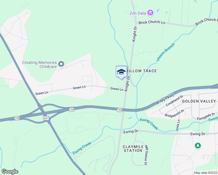 map of restaurants, bars, coffee shops, grocery stores, and more near 425 Green Lane in Nashville