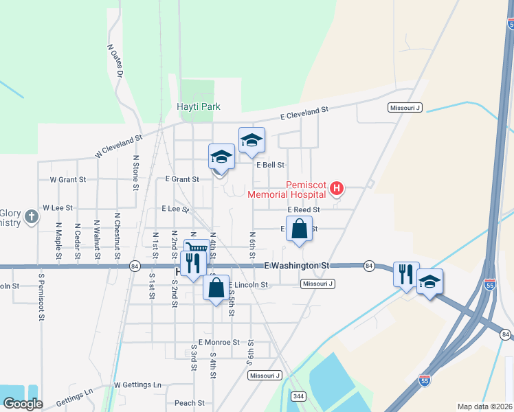 map of restaurants, bars, coffee shops, grocery stores, and more near 600 East Reed Street in Hayti