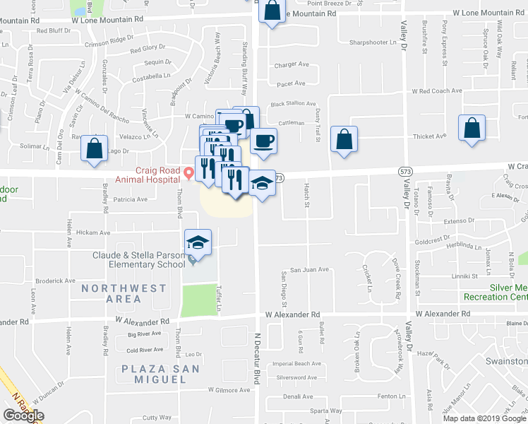 map of restaurants, bars, coffee shops, grocery stores, and more near 4308 North Decatur Boulevard in Las Vegas