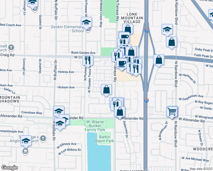 map of restaurants, bars, coffee shops, grocery stores, and more near 4208 Haven Hurst Court in Las Vegas