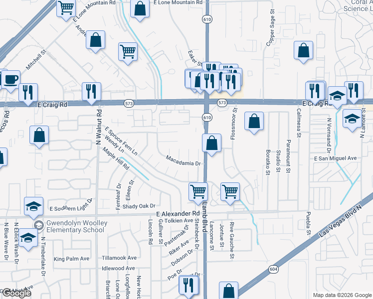 map of restaurants, bars, coffee shops, grocery stores, and more near 4222 Mango Tree Court in Las Vegas