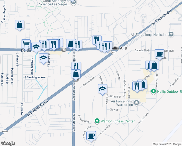 map of restaurants, bars, coffee shops, grocery stores, and more near 4244 North Las Vegas Boulevard in Las Vegas
