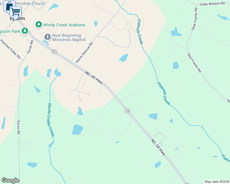 map of restaurants, bars, coffee shops, grocery stores, and more near 8452 North Carolina 39 in Henderson