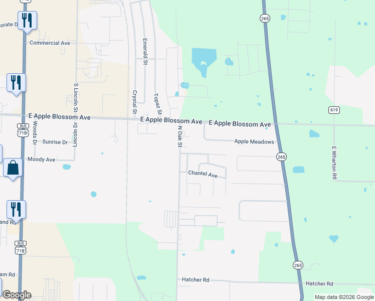 map of restaurants, bars, coffee shops, grocery stores, and more near 532 Amethyst Avenue in Bethel Heights