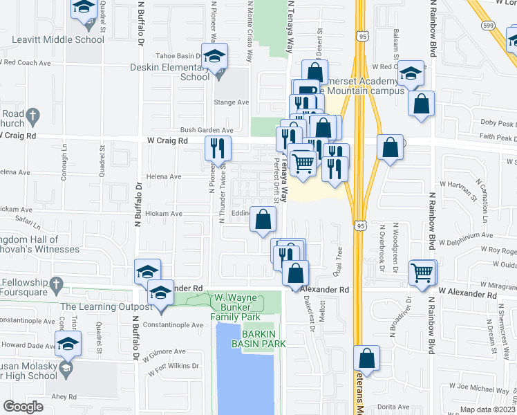 map of restaurants, bars, coffee shops, grocery stores, and more near 4213 Haven Hurst Court in Las Vegas