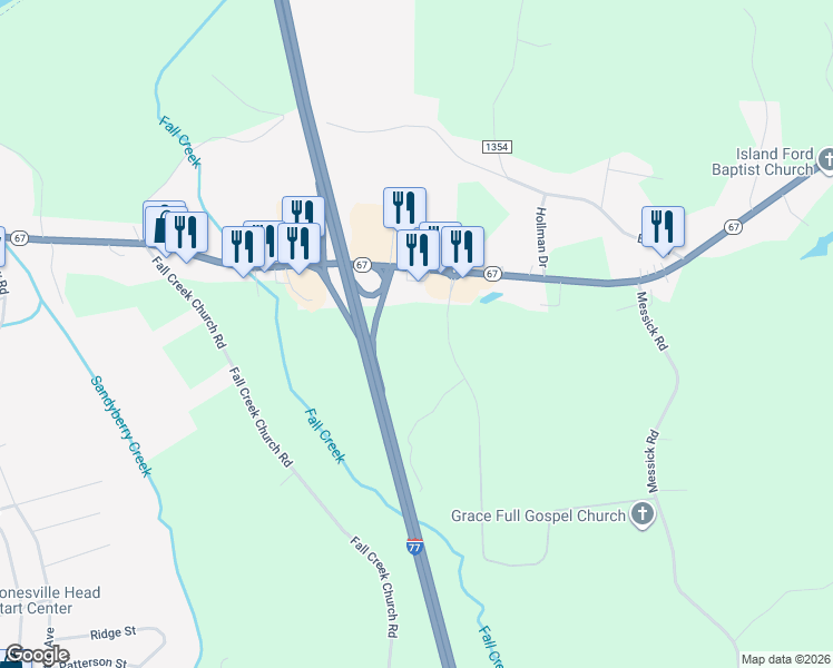 map of restaurants, bars, coffee shops, grocery stores, and more near 1204 P V H Way in Jonesville