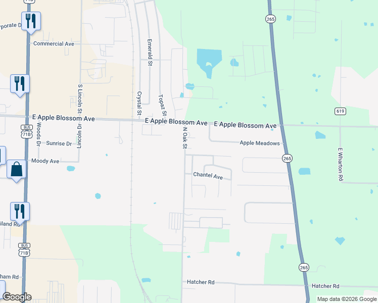 map of restaurants, bars, coffee shops, grocery stores, and more near 532 Amethyst Avenue in Springdale
