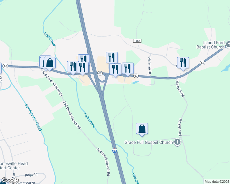 map of restaurants, bars, coffee shops, grocery stores, and more near 1204 P V H Way in Jonesville