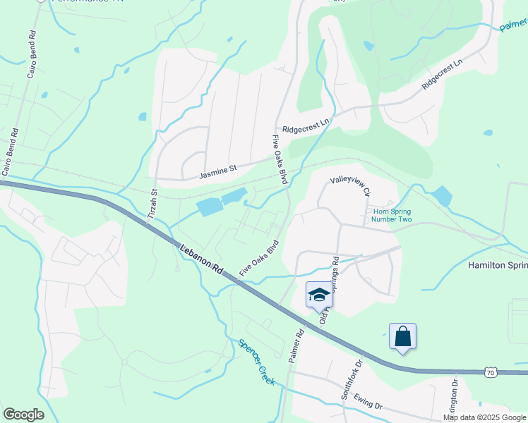 map of restaurants, bars, coffee shops, grocery stores, and more near 5 Oak Street in Lebanon