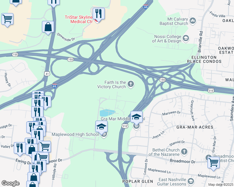 map of restaurants, bars, coffee shops, grocery stores, and more near 3506 Slate Drive in Nashville