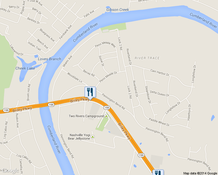 map of restaurants, bars, coffee shops, grocery stores, and more near 2509 Pennington Bend Rd in Nashville