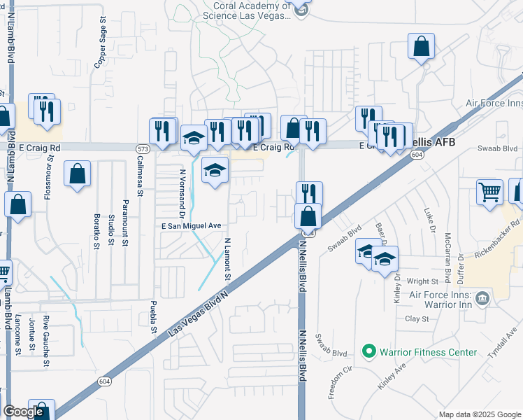 map of restaurants, bars, coffee shops, grocery stores, and more near 4238 Lemay Street in Las Vegas