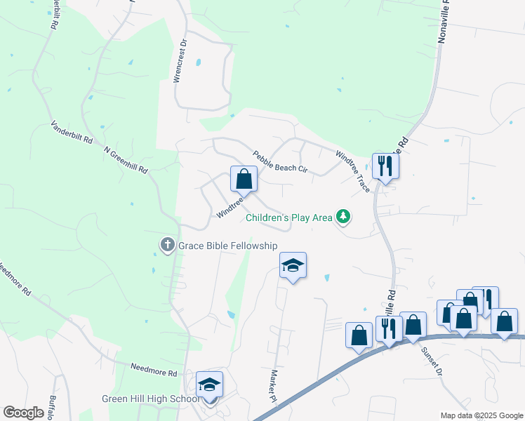 map of restaurants, bars, coffee shops, grocery stores, and more near 539 Summit Way in Mt. Juliet