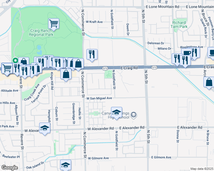 map of restaurants, bars, coffee shops, grocery stores, and more near 4244 Candle Creek Lane in North Las Vegas