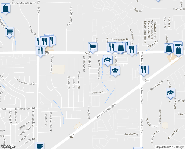 map of restaurants, bars, coffee shops, grocery stores, and more near 4712 Corsaire Avenue in Las Vegas