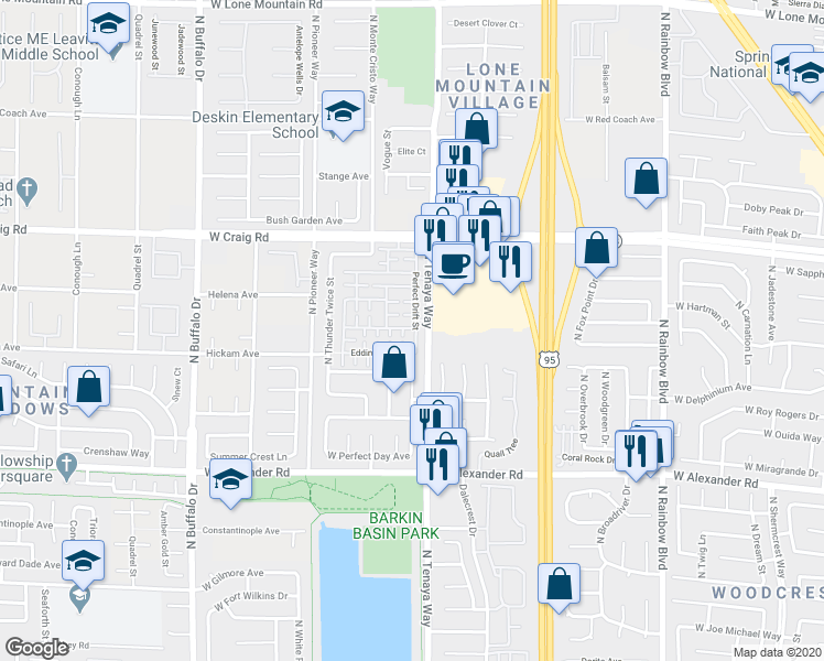 map of restaurants, bars, coffee shops, grocery stores, and more near 4229 Perfect Drift Street in Las Vegas