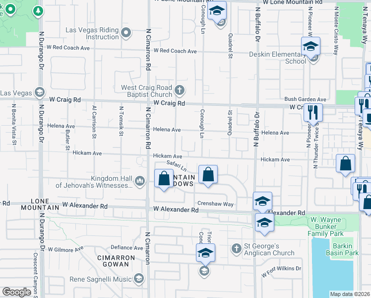 map of restaurants, bars, coffee shops, grocery stores, and more near 4228 Helena Cove Court in Las Vegas