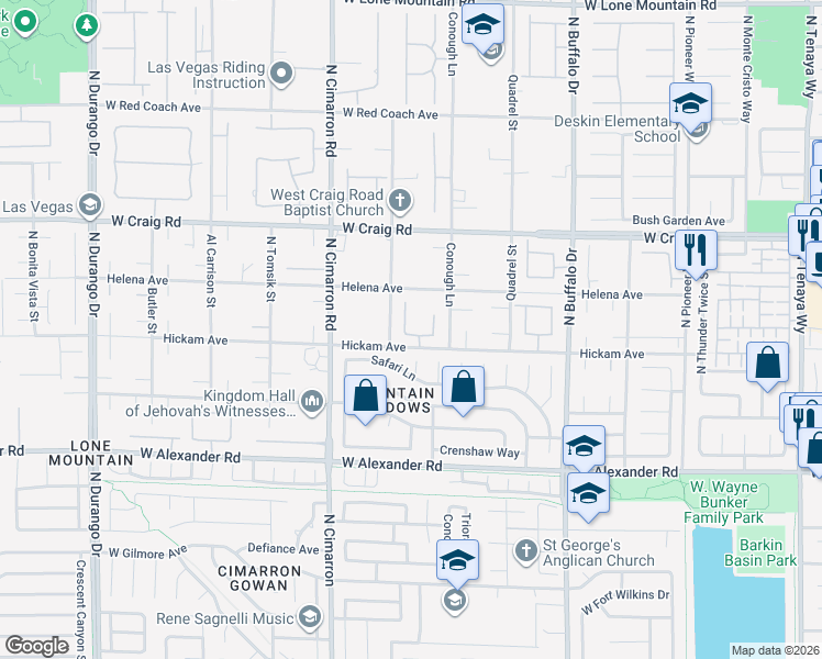 map of restaurants, bars, coffee shops, grocery stores, and more near 4228 Helena Cove Court in Las Vegas