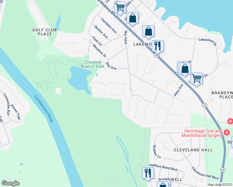 map of restaurants, bars, coffee shops, grocery stores, and more near 630 Kingsway Drive in Nashville