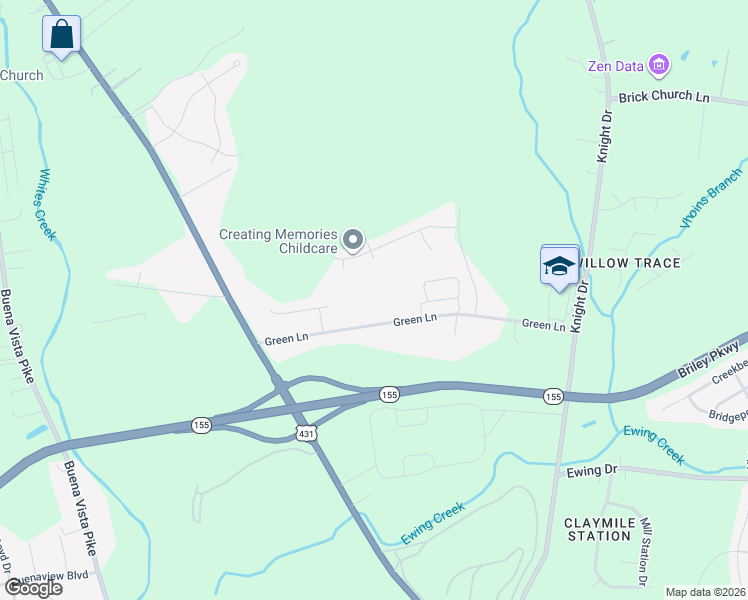 map of restaurants, bars, coffee shops, grocery stores, and more near 548 Green Lane in Nashville