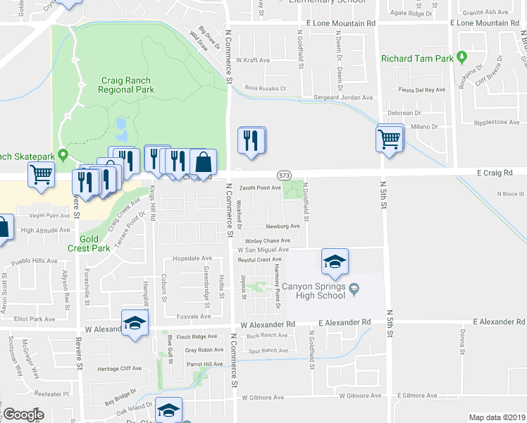 map of restaurants, bars, coffee shops, grocery stores, and more near 4239 Belkin Court in North Las Vegas
