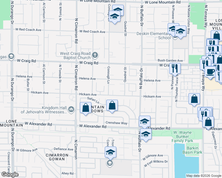map of restaurants, bars, coffee shops, grocery stores, and more near 4128 Rimgate Drive in Las Vegas