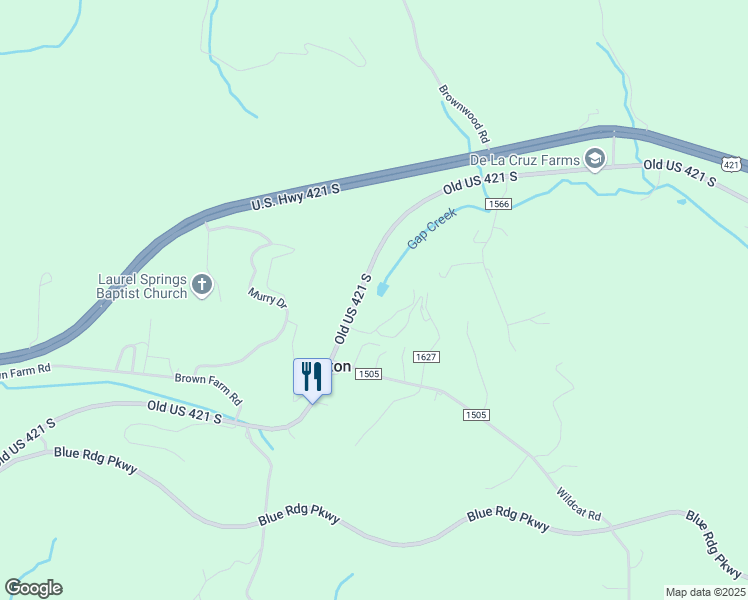 map of restaurants, bars, coffee shops, grocery stores, and more near 5984 Old 421 South in Watauga County