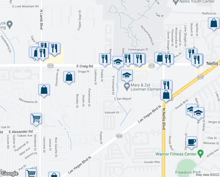 map of restaurants, bars, coffee shops, grocery stores, and more near 4766 Convaire Avenue in Las Vegas