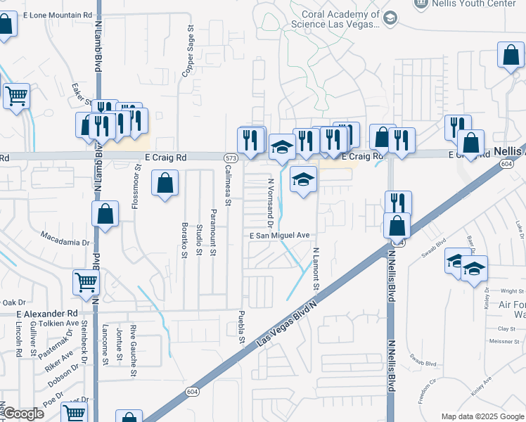 map of restaurants, bars, coffee shops, grocery stores, and more near 4766 Convaire Avenue in Las Vegas